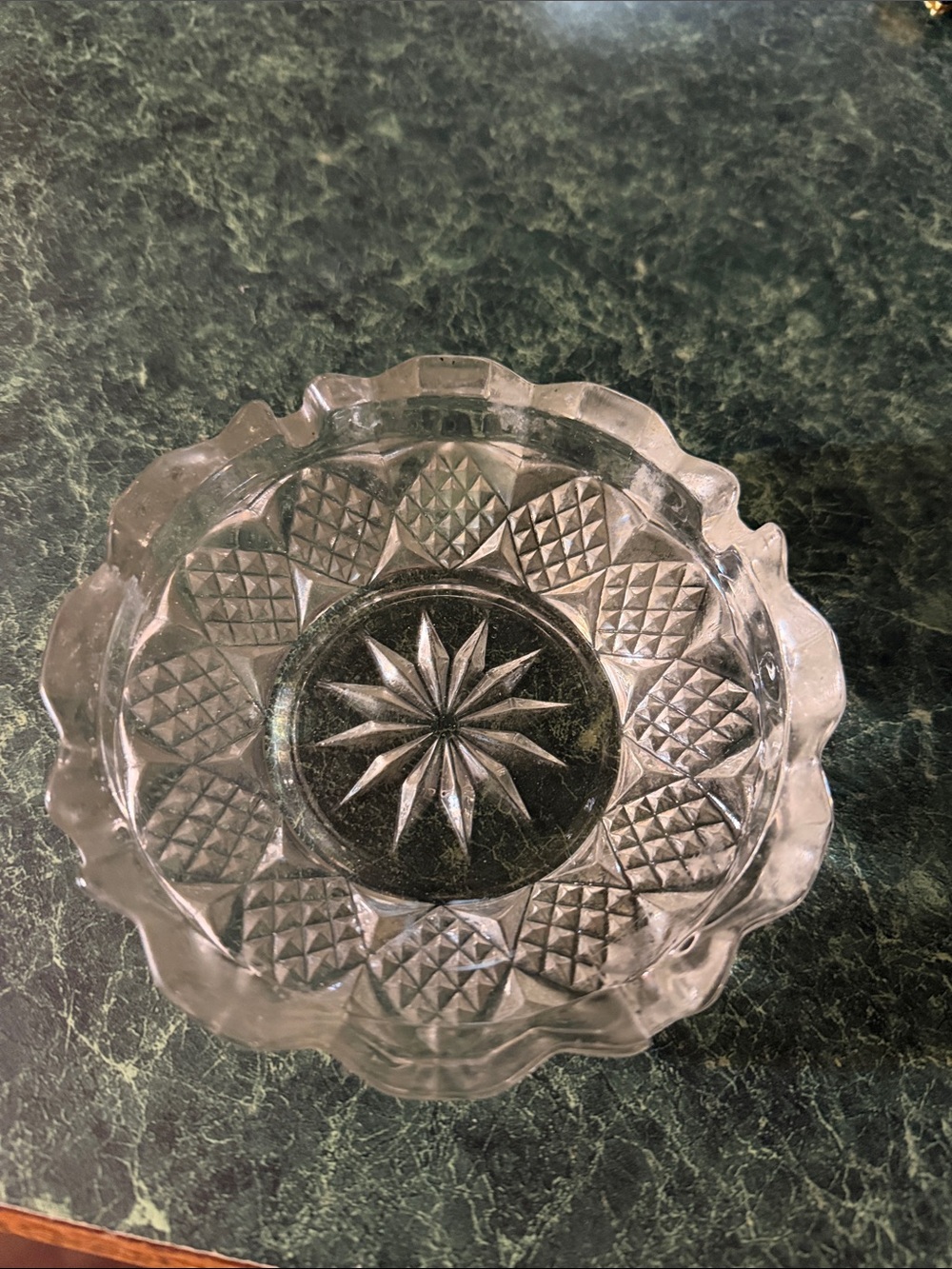 Clear Glass Decorative Serving Bowl - Cut Pattern